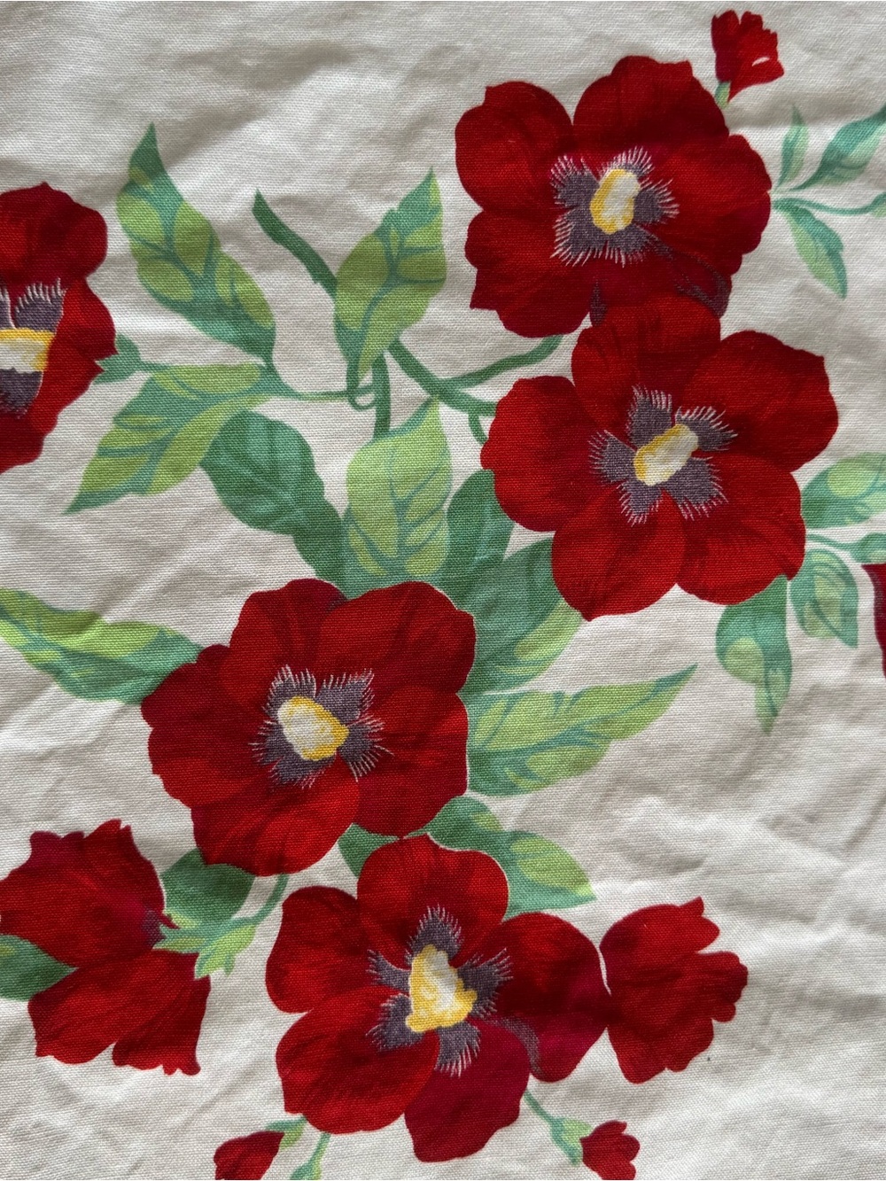 Vintage Wiendur Tablecloth Red Poppy Floral 32” X 34”